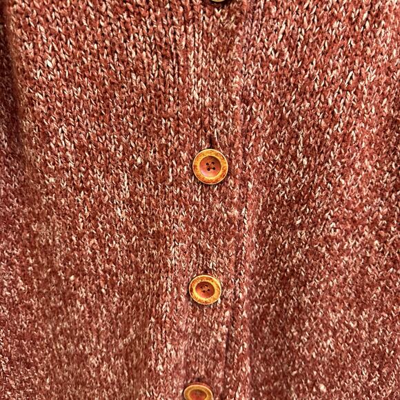 Sleeping On Snow Chunky Knit Red Hooded Cardigan Large Button Down Anthropologie - Picture 3 of 8